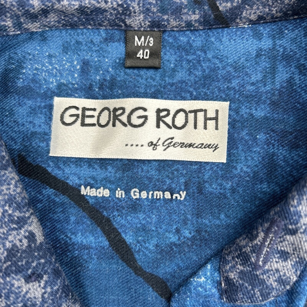 Vintage Georg Roth of Germany Mens Blue Medium Geometric Long Sleeve Shirt - Picture 6 of 15